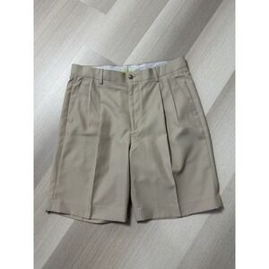 Louis Raphael Beige Golf Shorts Men's Size 34‎ Pleated Polyester NWOT